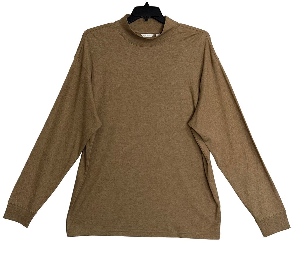 Daniel Cremieux Mock Neck Shirt Signature Solid Interlock Men's XL Brown NWT